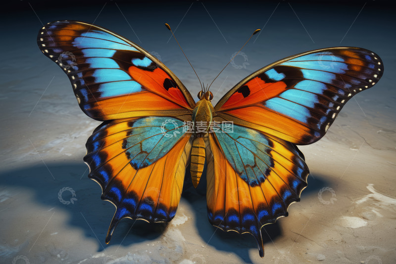 高清大图下载【趣麦麦图】色彩斑斓蝴蝶特写