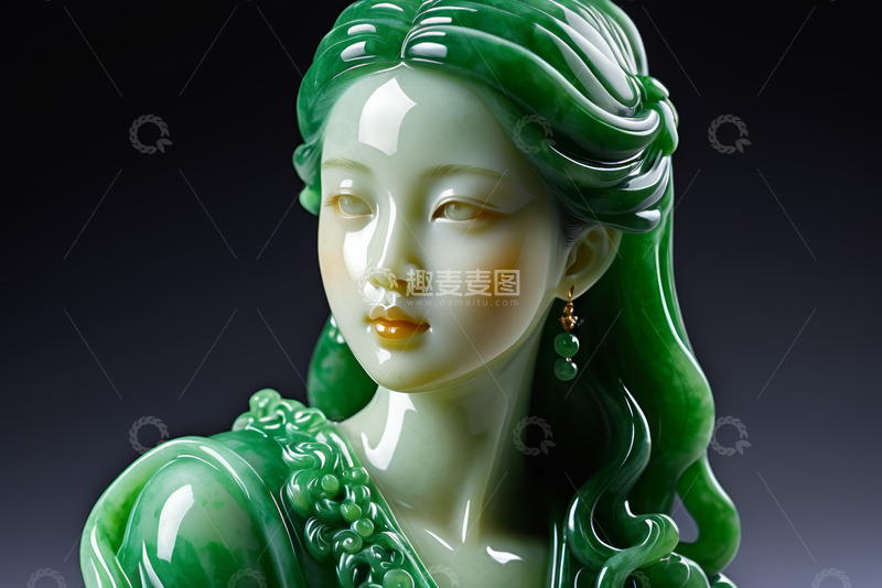 高清大图下载【趣麦麦图】翡翠雕刻女性人物特写