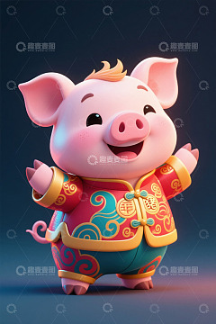卡通小猪拜年形象