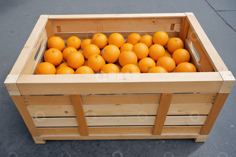高清大图下载【趣麦麦图】木箱中装满橙子的场景