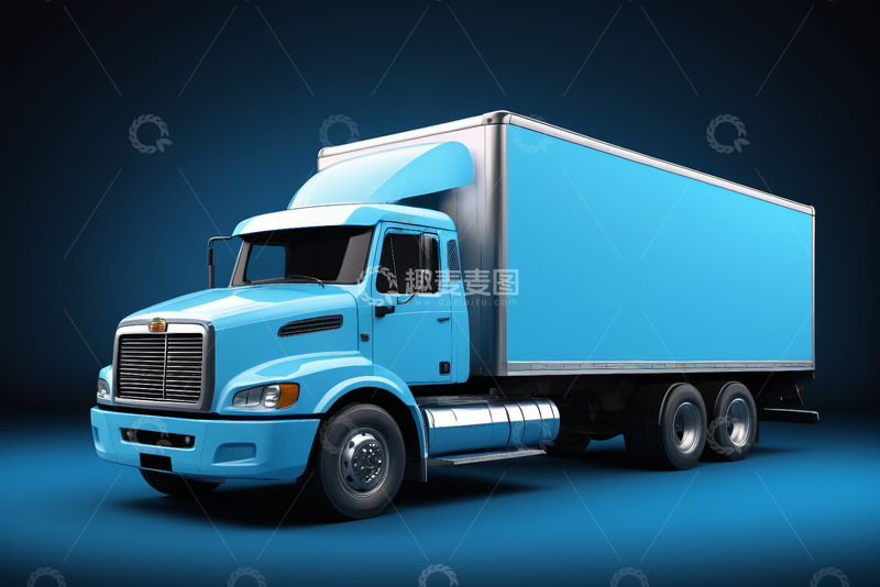 高清大图下载【趣麦麦图】蓝色货运卡车素材
