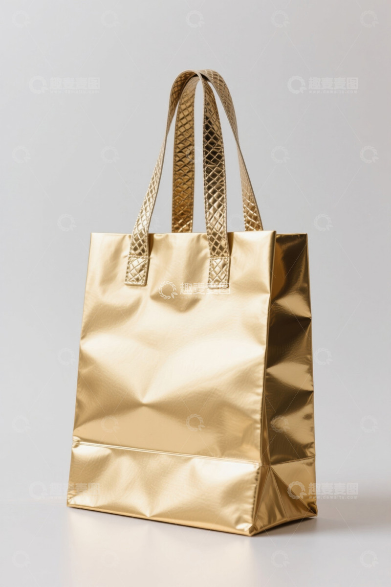 高清大图下载【趣麦麦图】金色购物手提袋特写