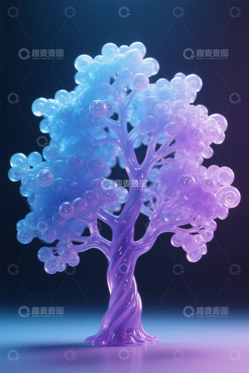 高清大图下载【趣麦麦图】梦幻渐变色彩抽象树状物体