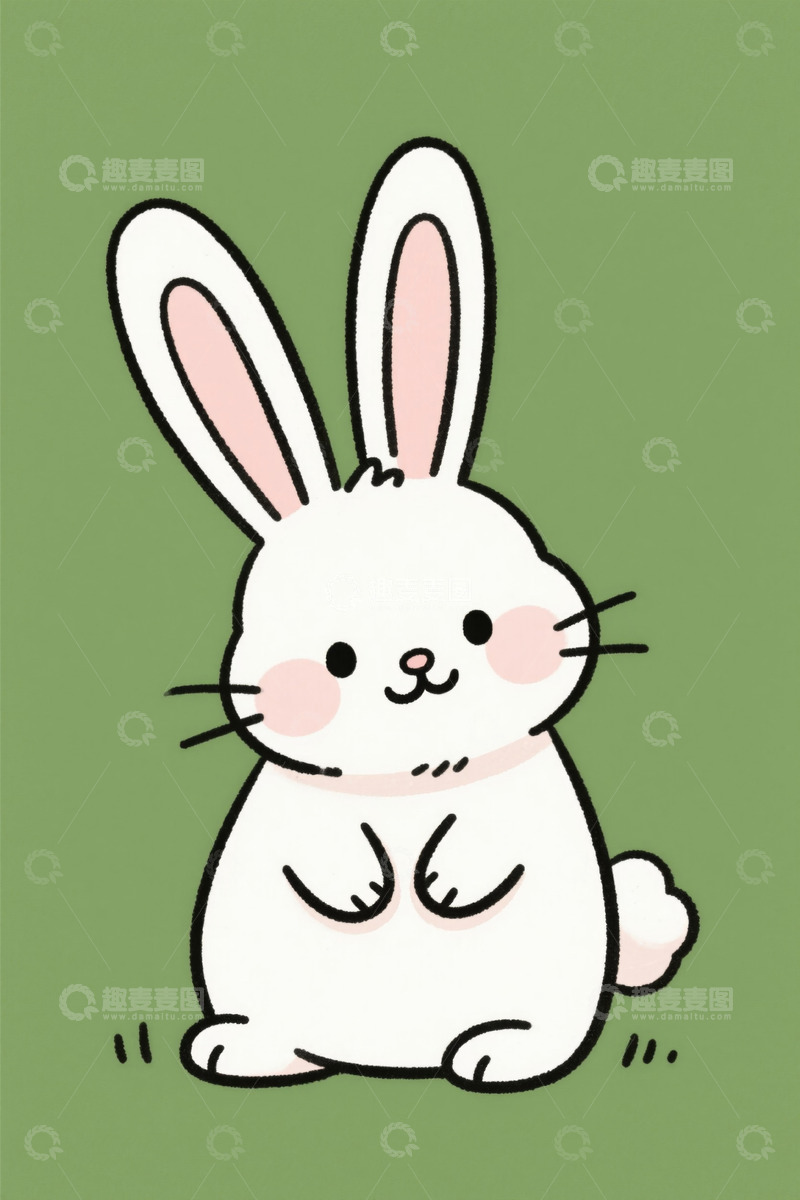 高清大图下载【趣麦麦图】卡通白兔坐立形象素材