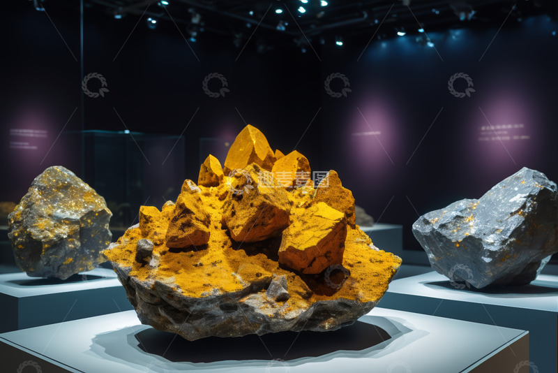高清大图下载【趣麦麦图】博物馆展出的矿石标本