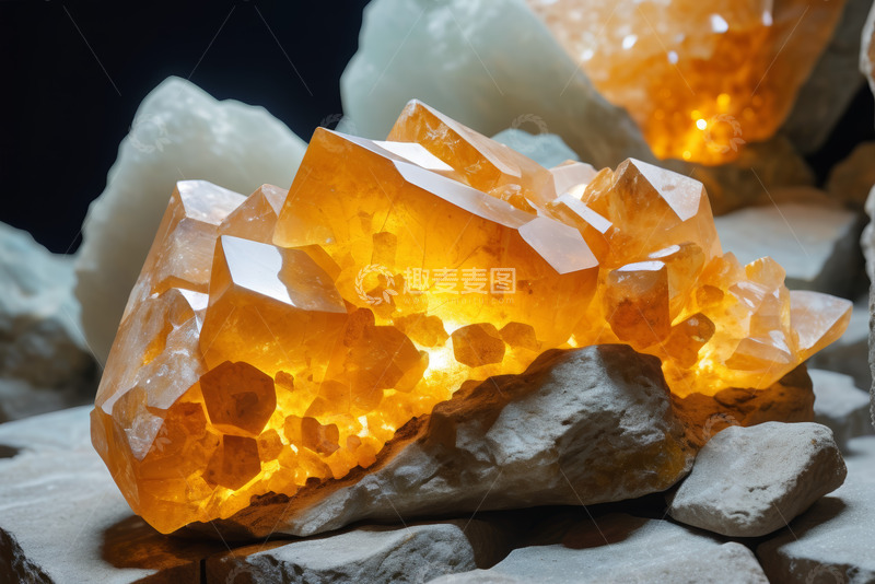 高清大图下载【趣麦麦图】黄水晶矿石特写