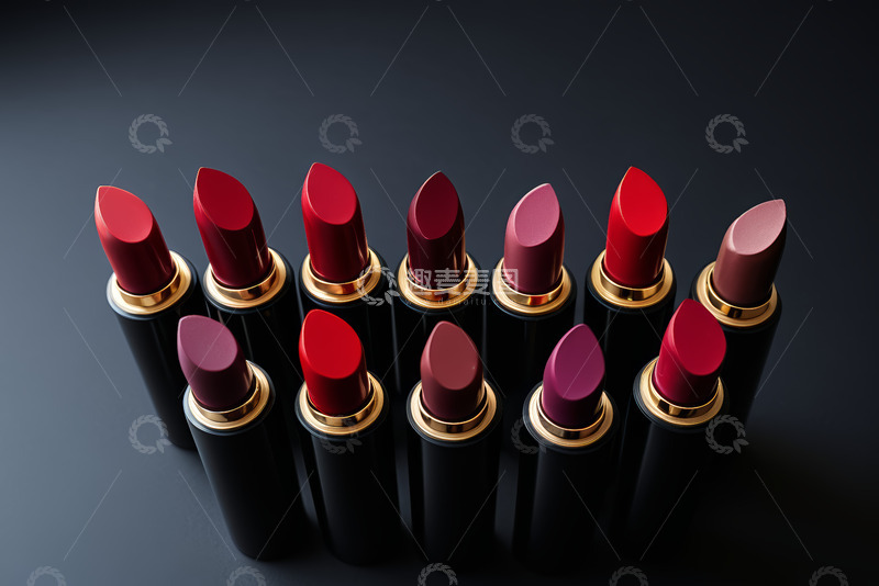 高清大图下载【趣麦麦图】多色口红整齐排列展示
