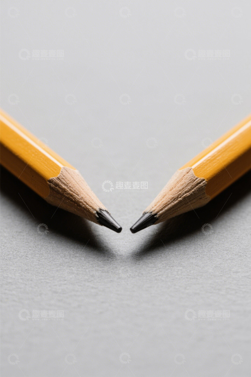 高清大图下载【趣麦麦图】两支铅笔笔尖相对特写