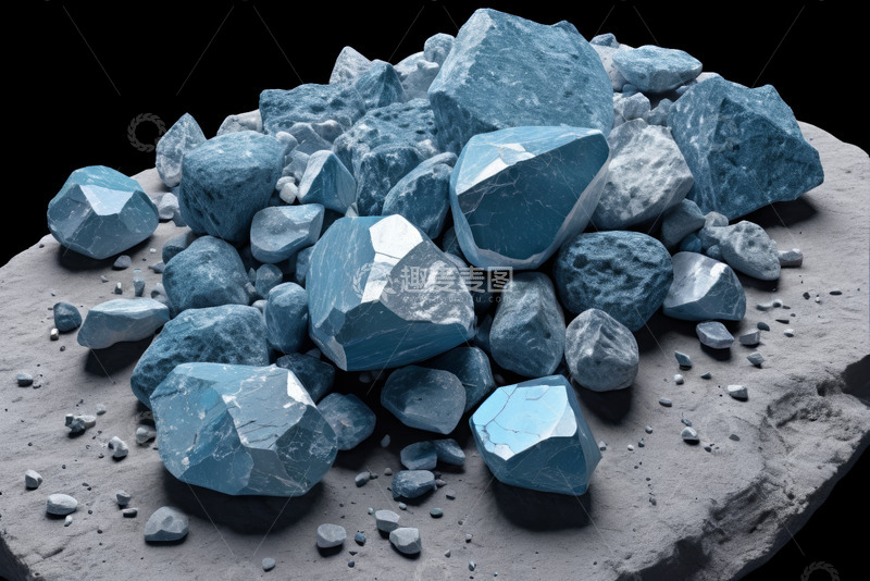 高清大图下载【趣麦麦图】蓝色矿石水晶静物特写
