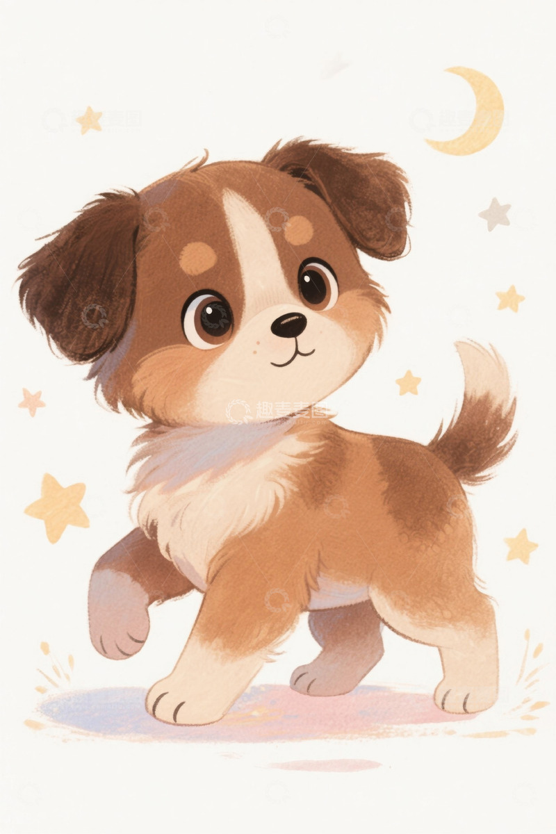 高清大图下载【趣麦麦图】可爱卡通小狗插画