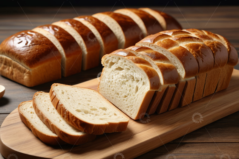 高清大图下载【趣麦麦图】切片面包摆放在木砧板上
