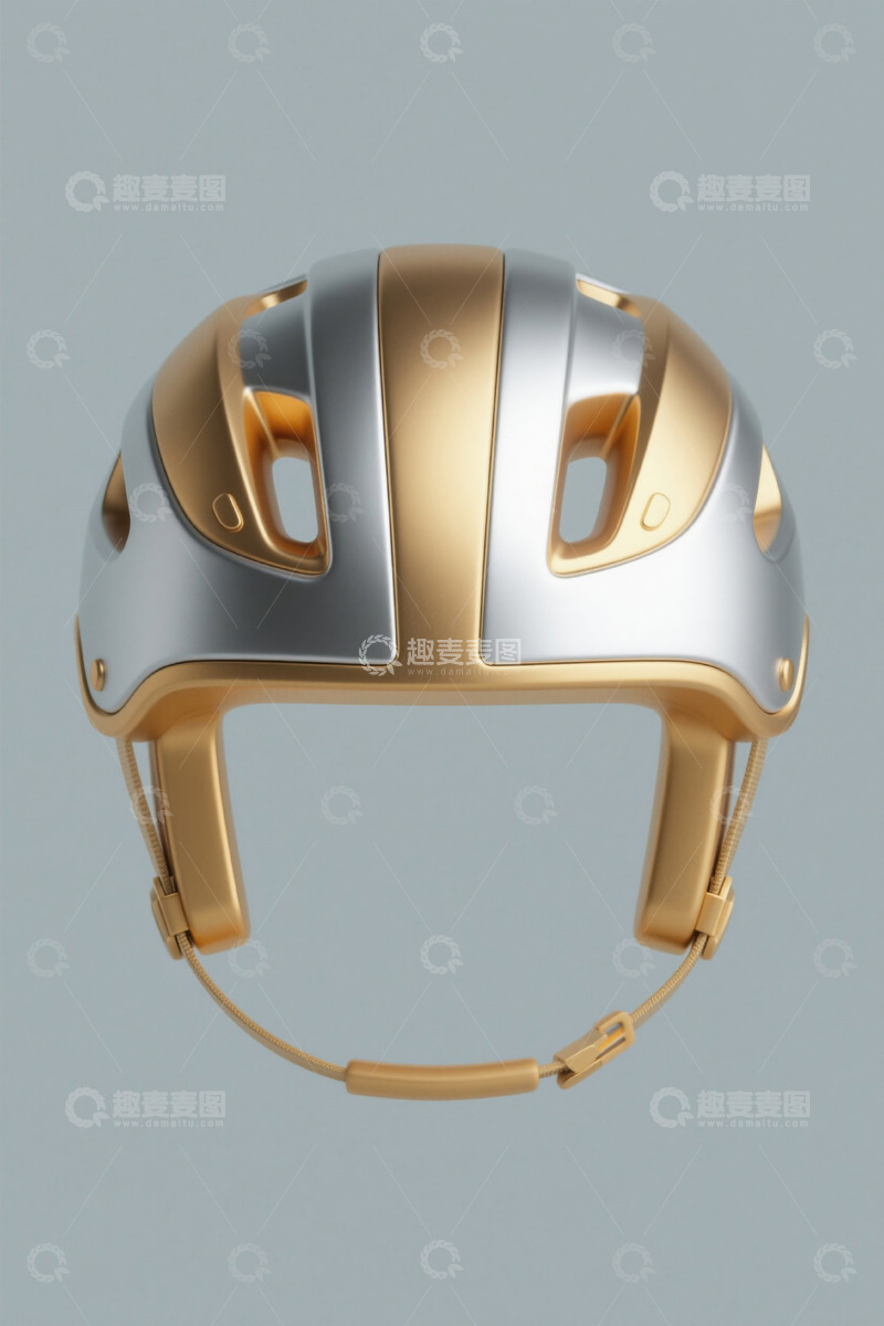 高清大图下载【趣麦麦图】金银配色运动头盔特写