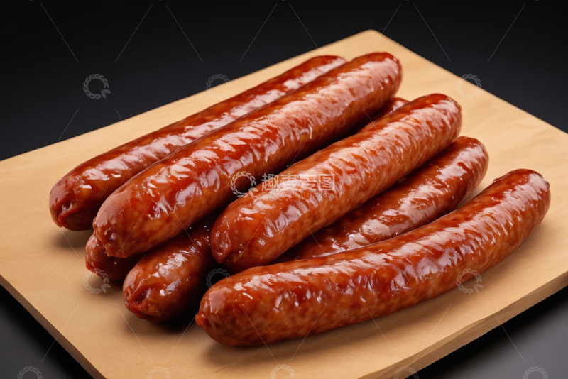 高清大图下载【趣麦麦图】木板上摆放的美味香肠