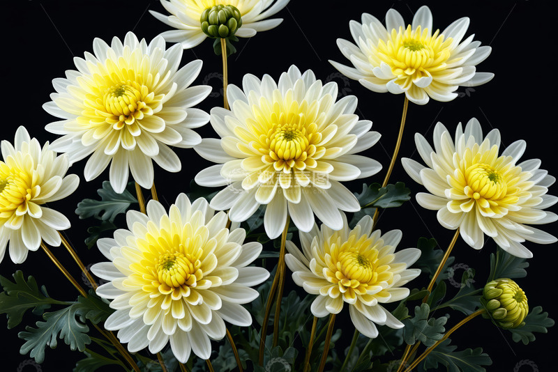 高清大图下载【趣麦麦图】黄白菊花特写