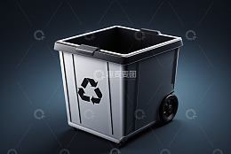 带回收标志的金属垃圾桶