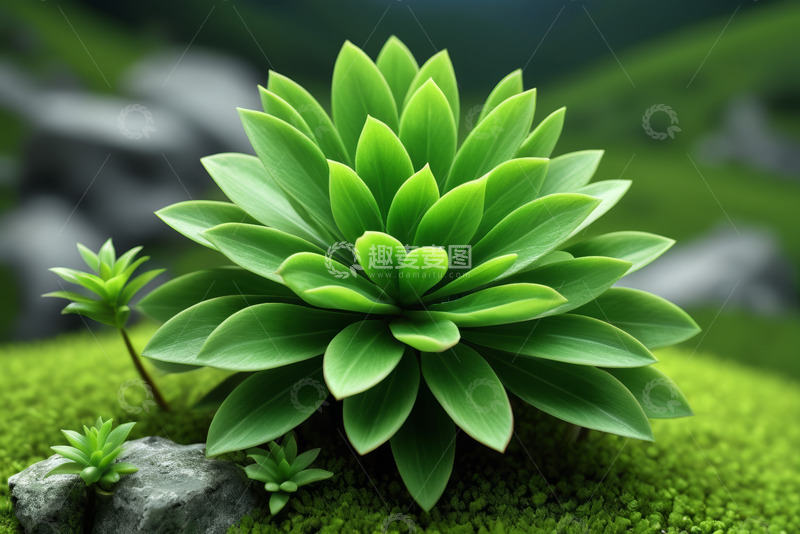 高清大图下载【趣麦麦图】绿色多肉植物特写