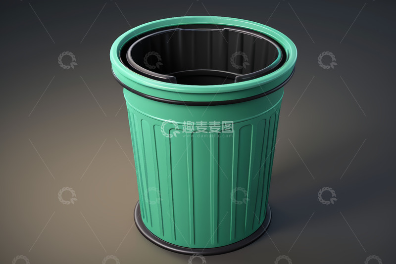 高清大图下载【趣麦麦图】绿色垃圾桶静物特写