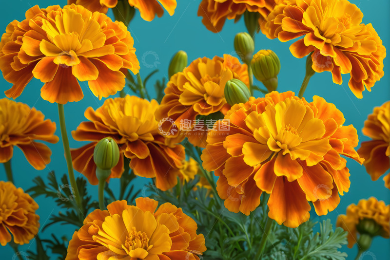 高清大图下载【趣麦麦图】橙色万寿菊花卉特写