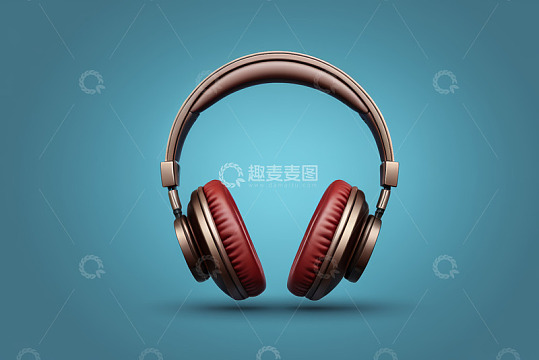 蓝色背景下的时尚头戴式耳机
