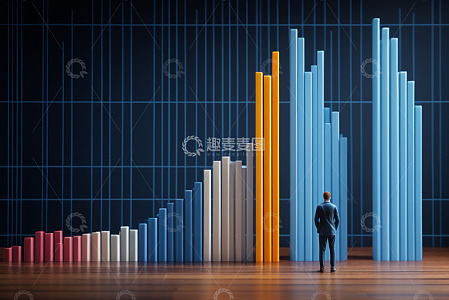 商务人士观看柱状图表