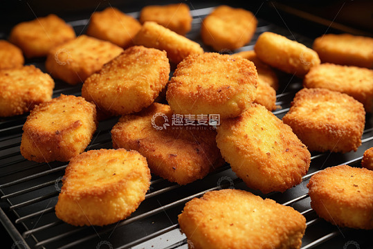 烤架上的油炸小吃鸡块