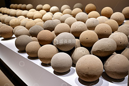 展示台上的圆形陶土球
