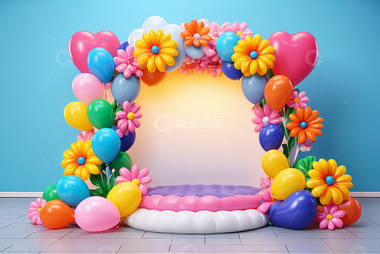 彩色气球花卉装饰场景