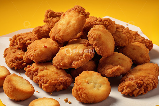 堆叠的美味炸鸡块