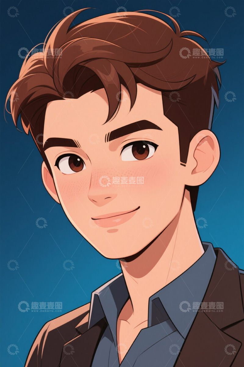 高清大图下载【趣麦麦图】卡通风格男士肖像