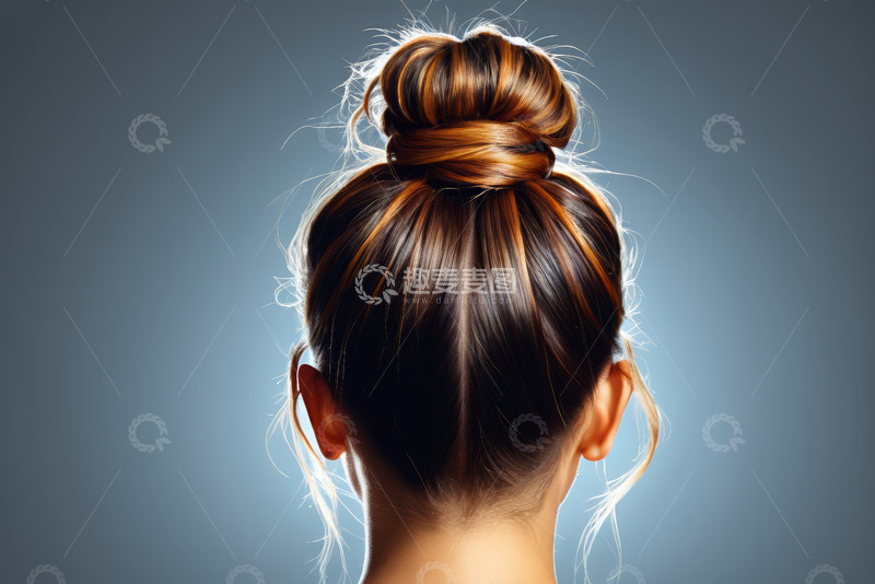 高清大图下载【趣麦麦图】-女性盘发发型特写