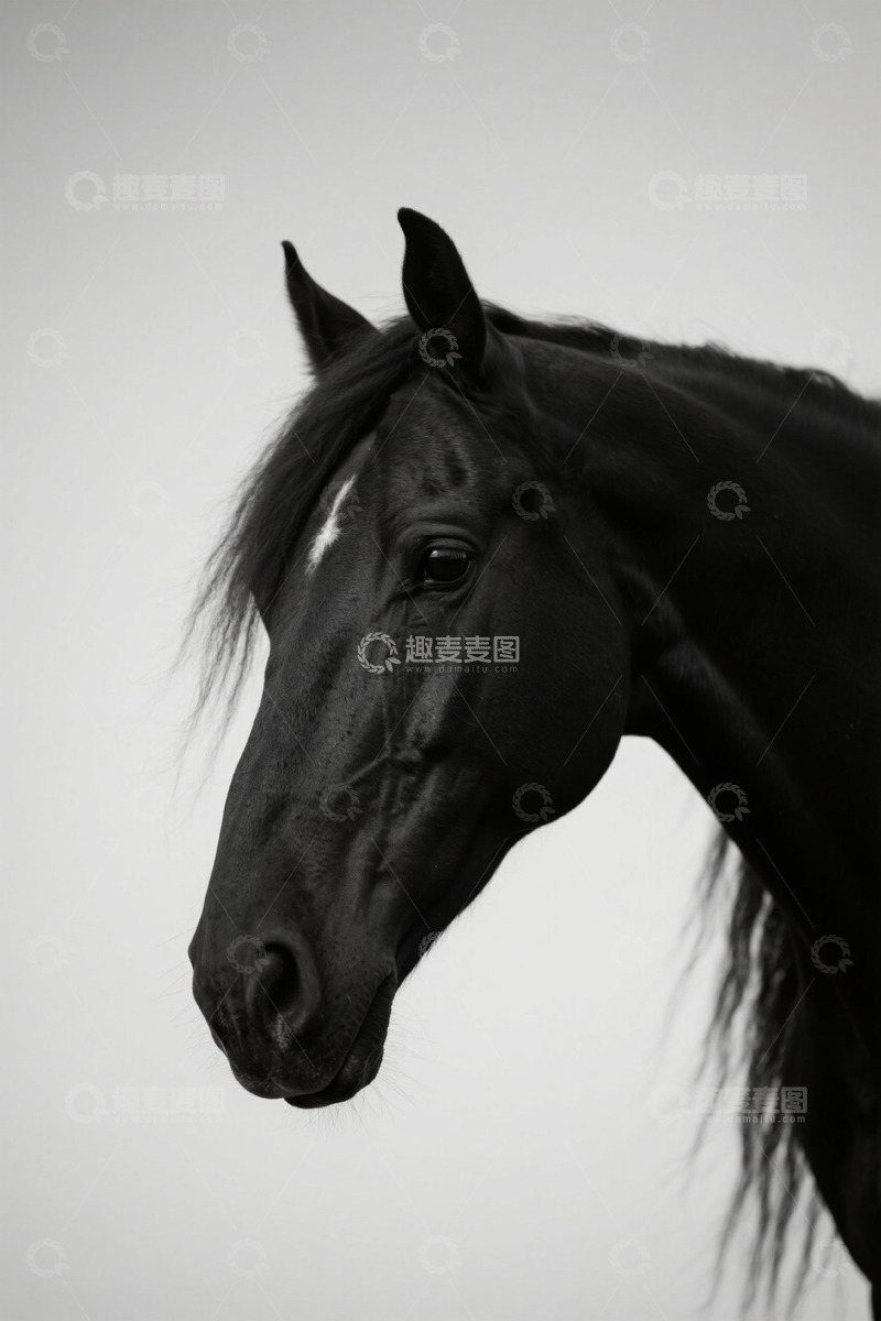 高清大图下载【趣麦麦图】黑马头部特写素材
