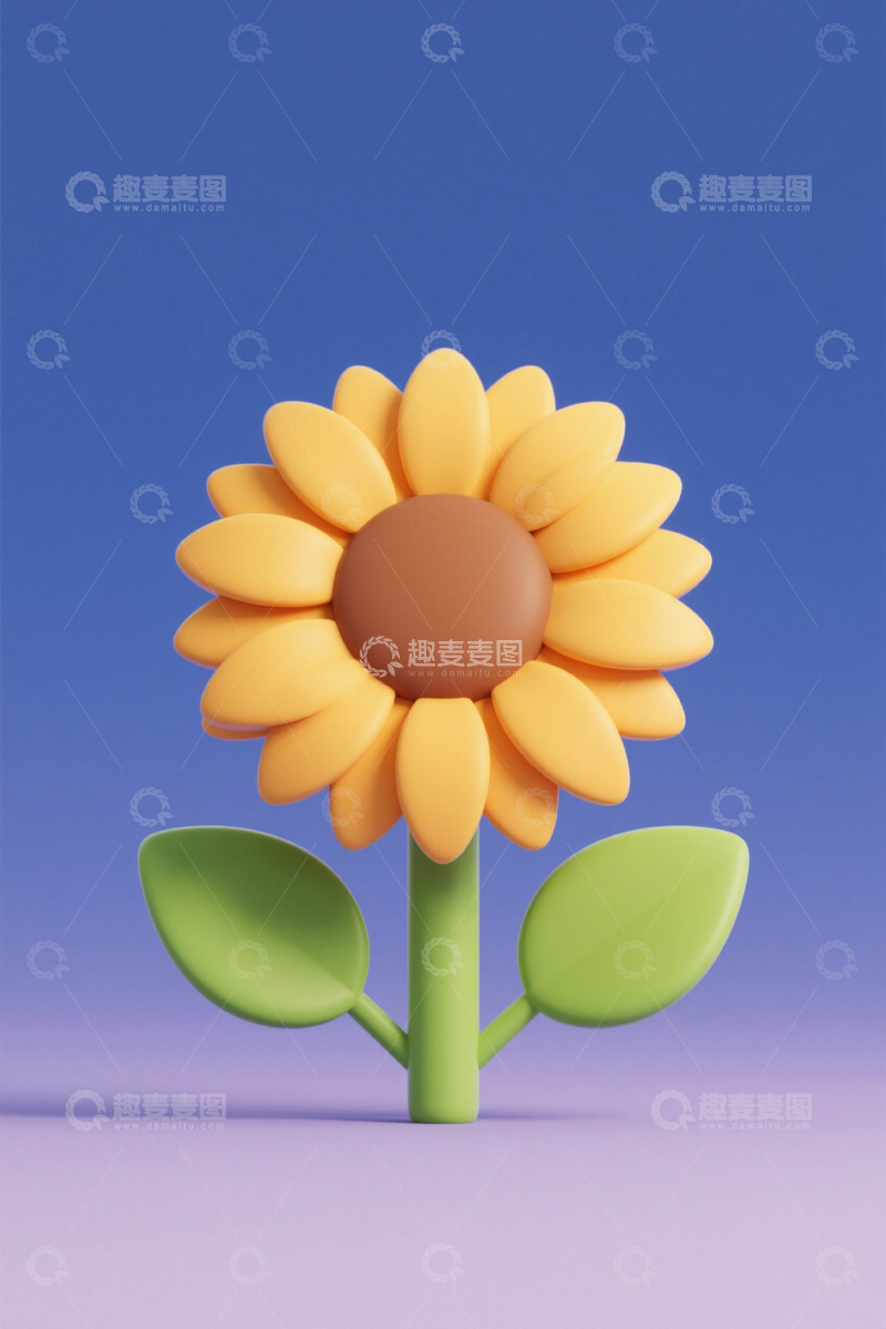 高清大图下载【趣麦麦图】3D卡通向日葵形象素材