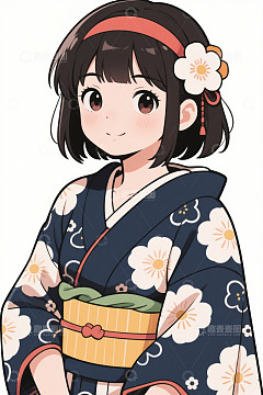穿和服的卡通女孩形象