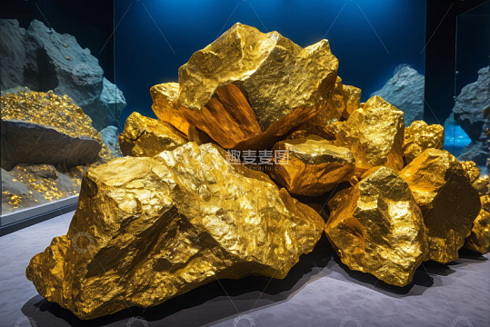 展览中的金矿石堆