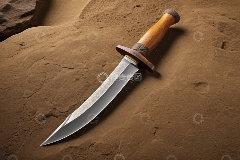 高清大图下载【趣麦麦图】沙地上的金属刀具特写