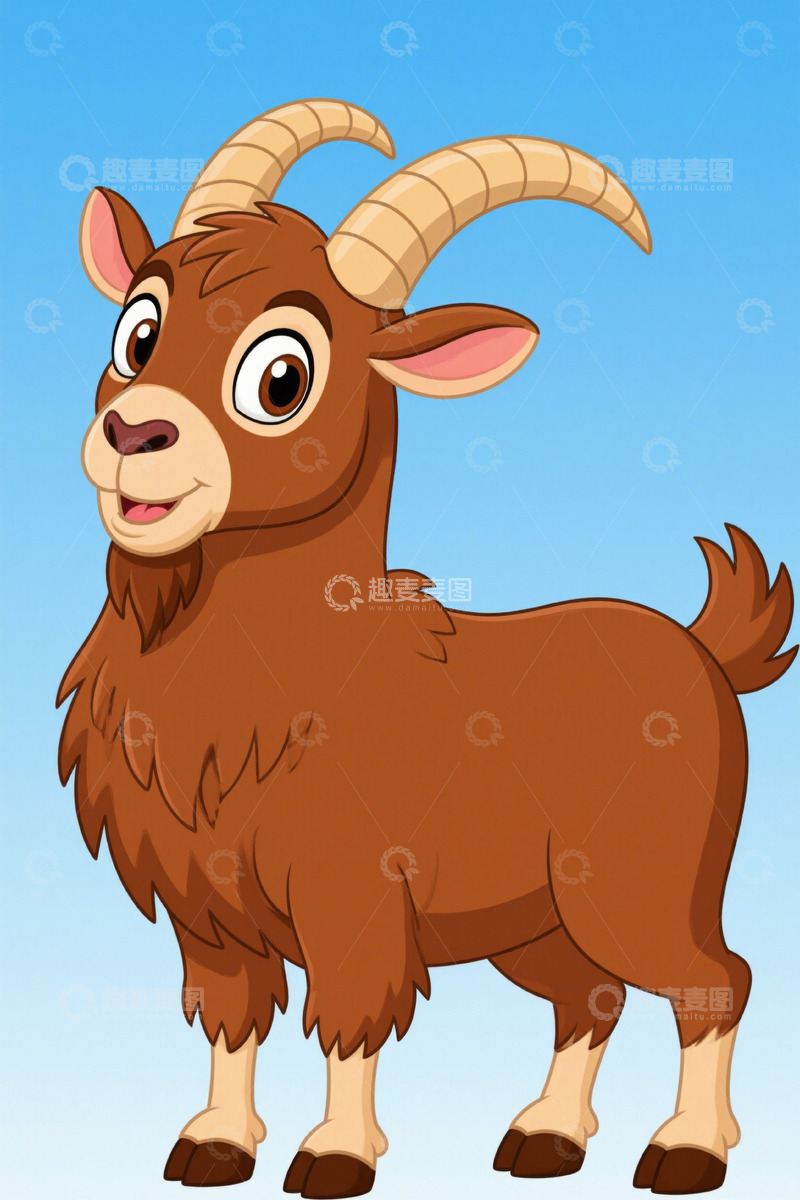 高清大图下载【趣麦麦图】卡通山羊正面形象素材