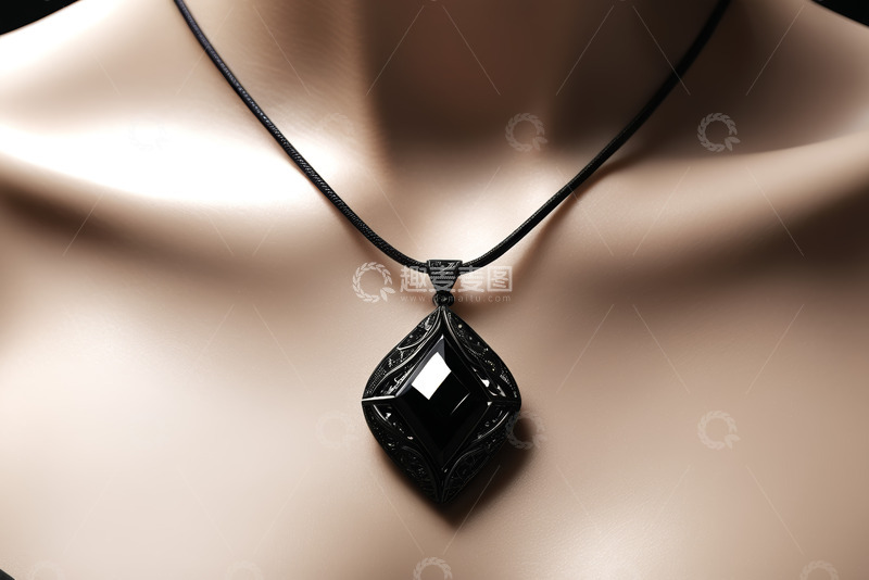 高清大图下载【趣麦麦图】人体模型佩戴黑色珠宝项链