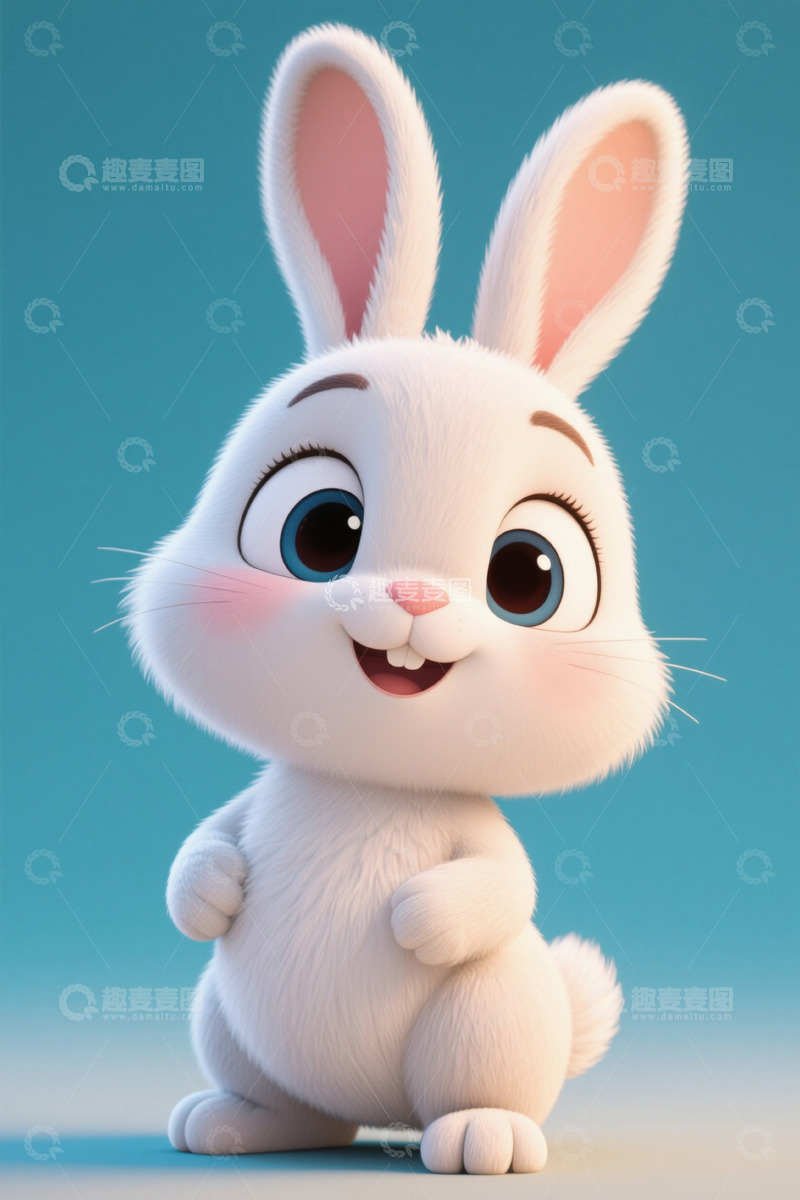 高清大图下载【趣麦麦图】可爱卡通白兔形象素材