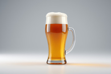 玻璃杯中满溢的啤酒饮品