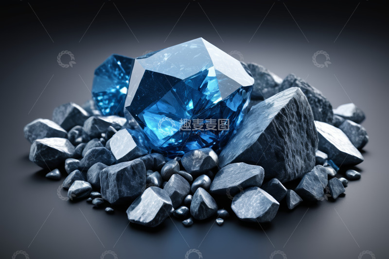 高清大图下载【趣麦麦图】蓝色钻石与矿石特写