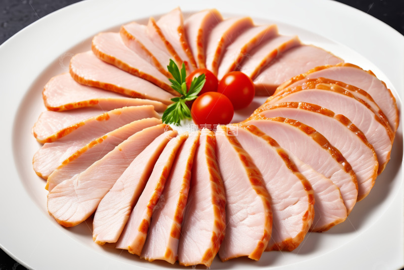 高清大图下载【趣麦麦图】白色盘中切片猪肉摆盘
