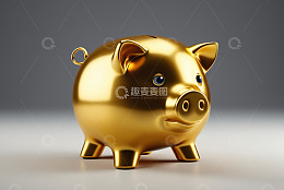金色小猪存钱罐特写