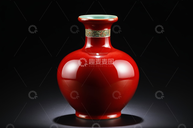 高清大图下载【趣麦麦图】红色陶瓷花瓶特写