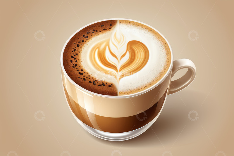 高清大图下载【趣麦麦图】咖啡杯中的精美拉花图案