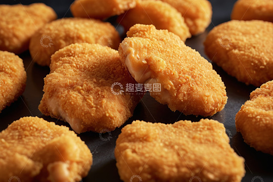 油炸鸡肉块特写