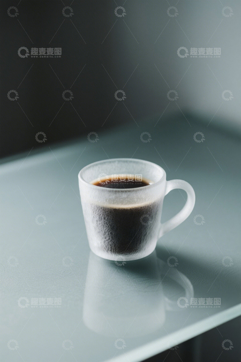 高清大图下载【趣麦麦图】桌上透明杯子中的咖啡