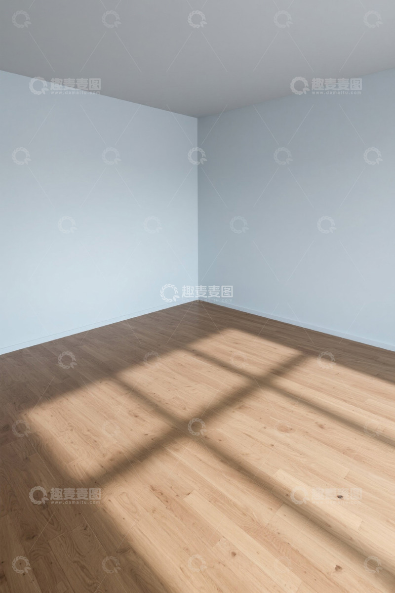 高清大图下载【趣麦麦图】空旷现代室内房间木地板场景