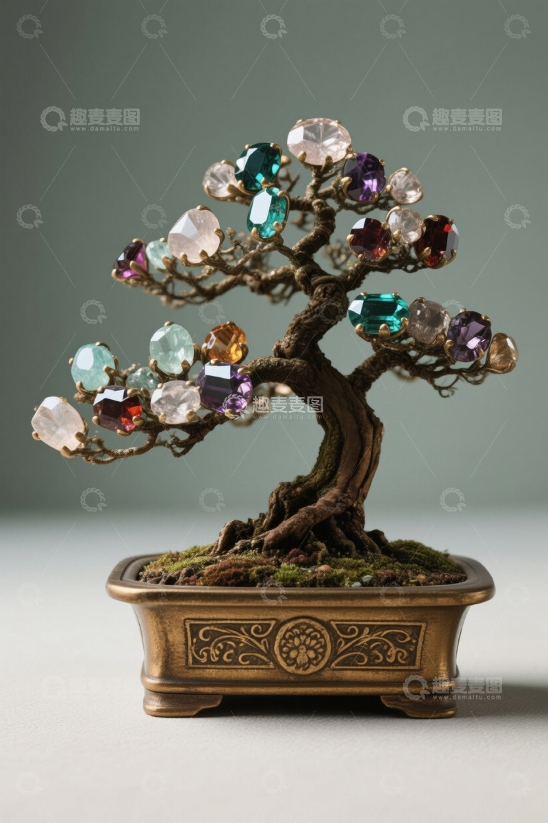 高清大图下载【趣麦麦图】宝石装饰盆景摆件