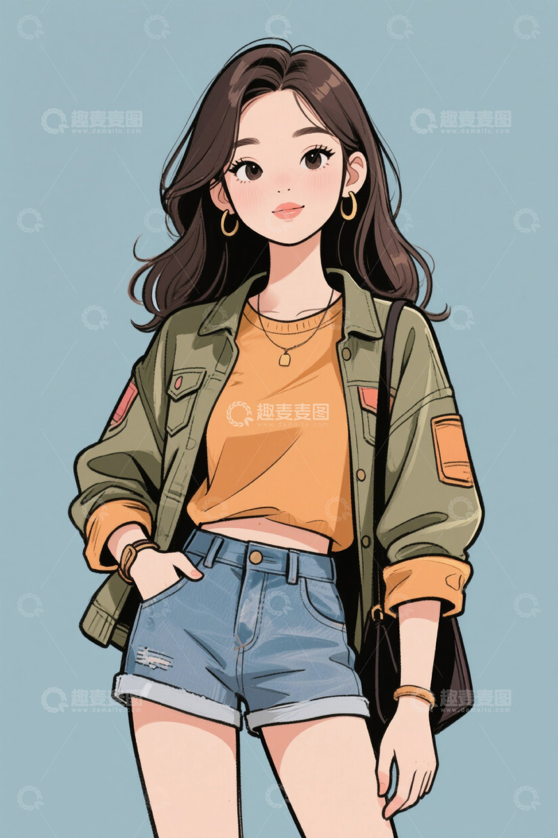 高清大图下载【趣麦麦图】时尚女孩休闲穿搭形象