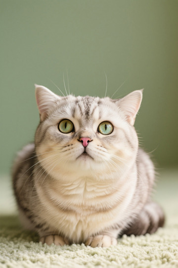灰白色猫咪蹲坐特写